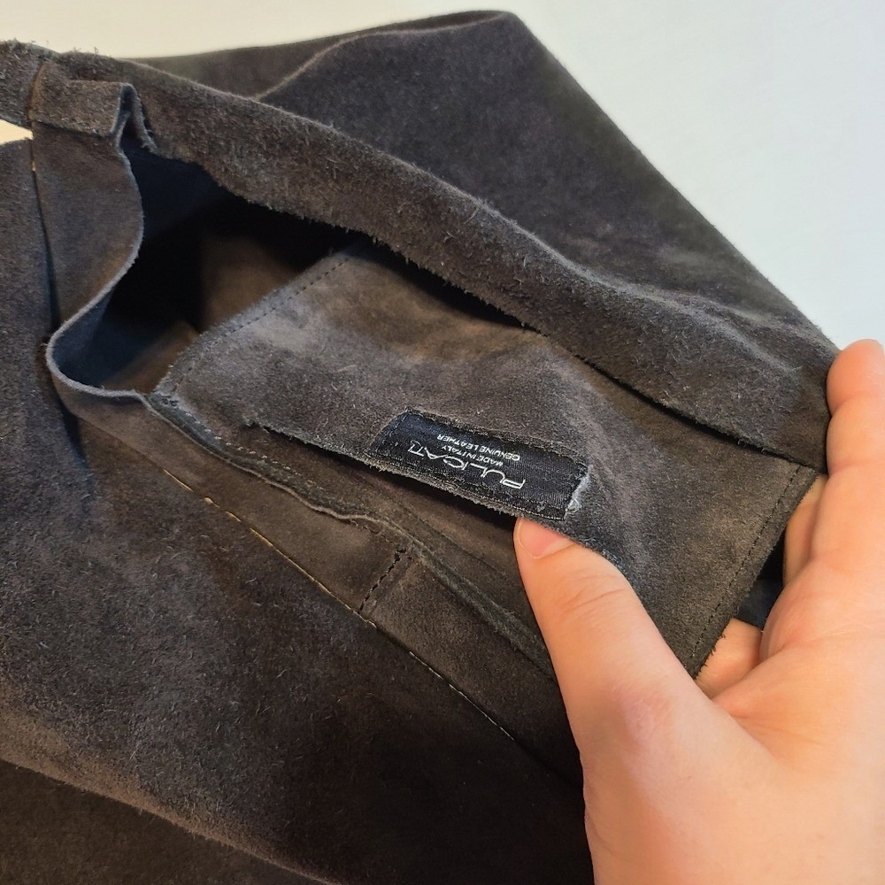 100% Leather Pulicati Slouchy Black Crossbody Shoulder‎ Purse Bag - Picture 8 of 12